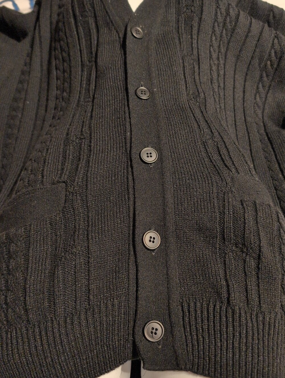 Women's Vintage Glenayr KittenBlack Cable Knit Cardigan. 1970. Xl